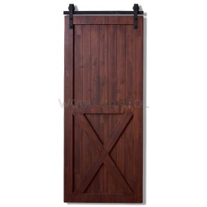 Solid Pine Wood Barn Door in Mahogany finish