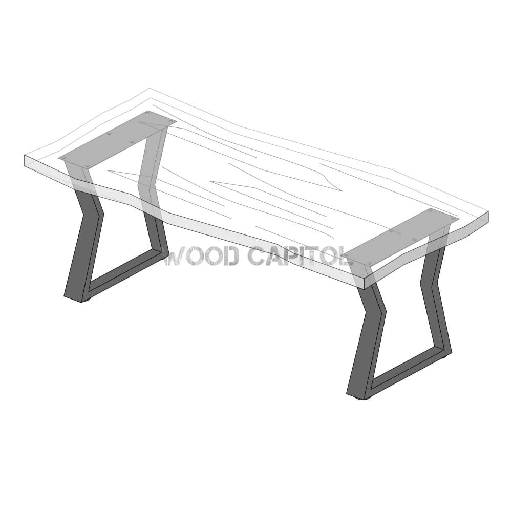 Hour Glass Powder Coated Legs for Natural Wood Dining Table