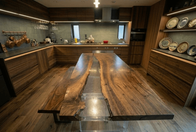 Black Walnut with Scratched Epoxy Resin Black Walnut with Scratched Epoxy Resin